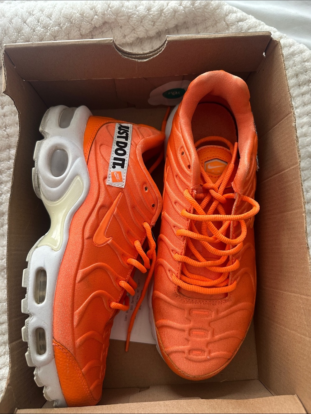 Nike Women’s Orange Sneakers with White Sole & 'Just Do It' Accent AirTN
